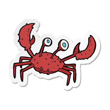 sticker of a cartoon crab
