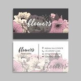 set of front and back of business card with flowers