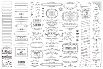 Tapeten Huge collection or set of vector decorative elements for design © FourLeafLover