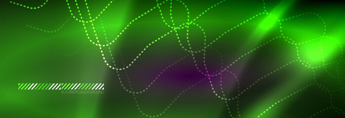 Fototapeta premium Glowing neon abstract lines, techno futuristic template