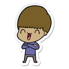 sticker of a happy cartoon boy