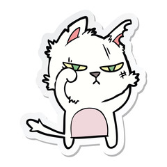 sticker of a tough cartoon cat