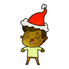 happy textured cartoon of a man wearing santa hat