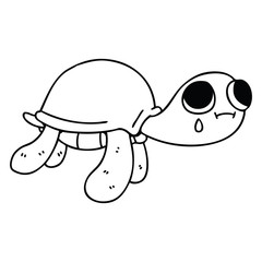 quirky line drawing cartoon turtle
