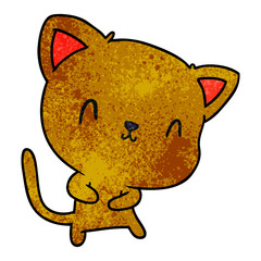 textured cartoon of cute kawaii cat