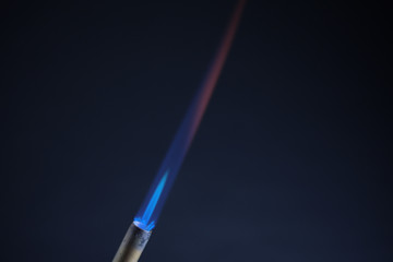 Propane torch flame on black background 