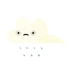 retro illustration style cartoon rain cloud