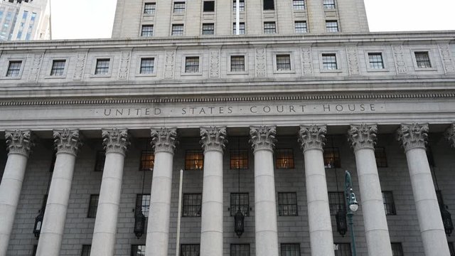 Federal Courthouse In Lower Manhattan, New York City, USA.  Ground To Sky.