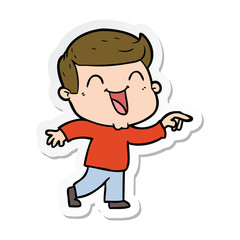 sticker of a cartoon man laughing