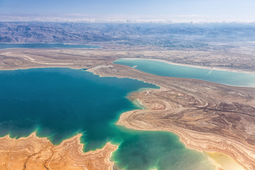 Totes Meer Israel Landschaft Natur von oben Luftbild Jordanien