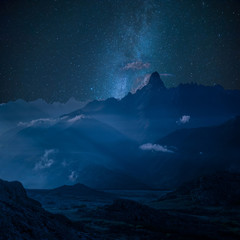 Mountains and majestic stars sky