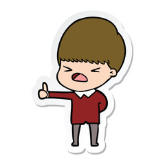 sticker of a cartoon stressed man