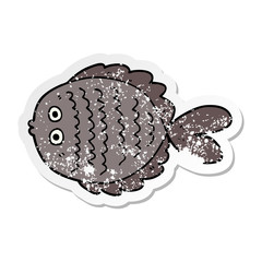 distressed sticker of a cartoon flat fish