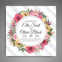 Wedding invitation. Beautiful flowers. Greeting card. Frame.