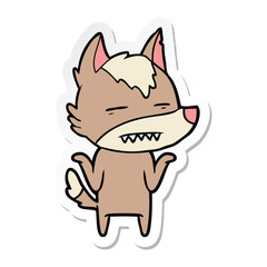 Obraz na płótnie Canvas sticker of a cartoon wolf showing teeth