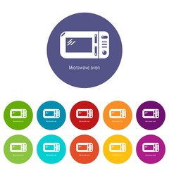 Microwave icons color set vector for any web design on white background