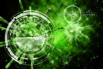 3d illustration of virus cell. Concept of microbiology background.