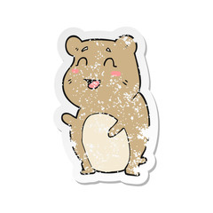 retro distressed sticker of a cartoon cute hamster