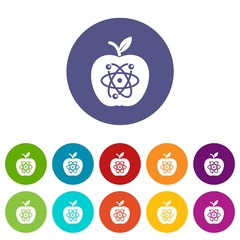 Eco apple icons color set vector for any web design on white background