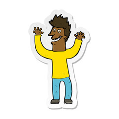 sticker of a cartoon excited man