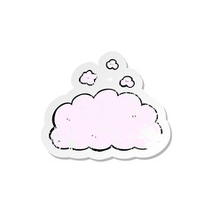 retro distressed sticker of a cartoon fluffy pink cloud