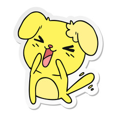 sticker cartoon of cute kawaii dog