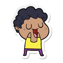 sticker of a laughing cartoon man