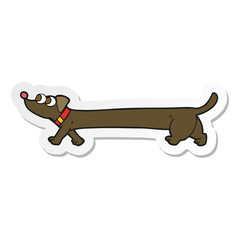 sticker of a cartoon dachshund