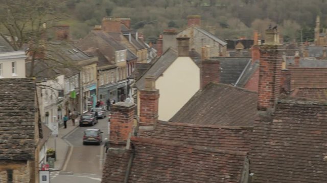 A look across roofs in the historic town of Sherborne