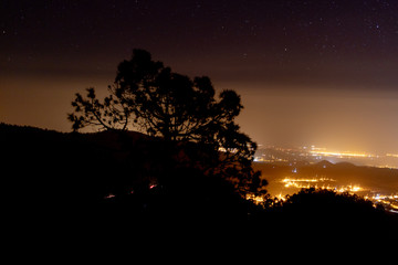 light pollution over the small town