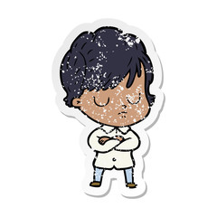 distressed sticker of a cartoon woman