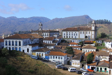 Ouro Preto in the state of Minas Gerais, Brazil. The city is a UNESCO world heritage site.