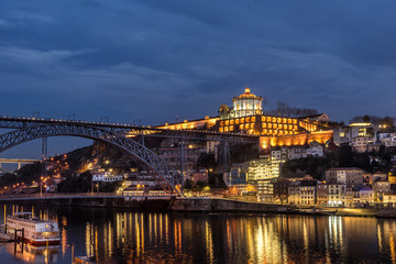 Fototapeta na wymiar Looking across the Douro river to Gaia in Porto Portugal