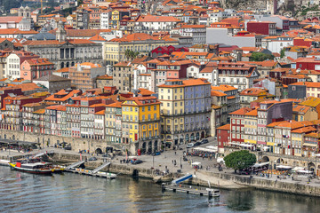 Fototapeta na wymiar Riberia on the Douro river in Porto Portugal