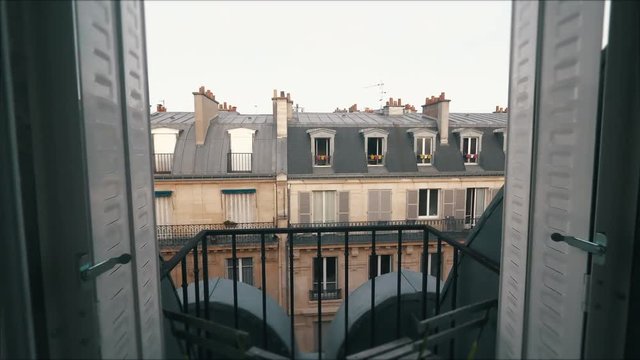 Building balcon view Paris Haussmann france