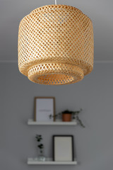 Home interior with bamboo lamp
