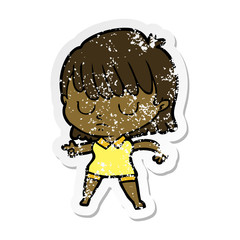 distressed sticker of a cartoon woman