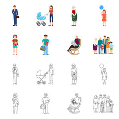 Isolated object of character and avatar  icon. Collection of character and portrait stock vector illustration.
