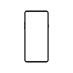 Frameless smartphone mock up with blank screen isolated on white background.