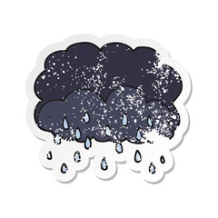 retro distressed sticker of a cartoon thundercloud