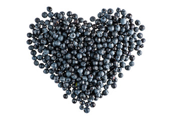 Blueberry heart shape symbol concept for healthy