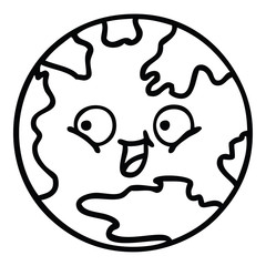 line drawing cartoon planet earth