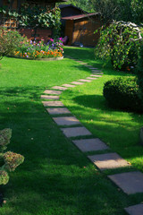 Beautiful lawn and path 