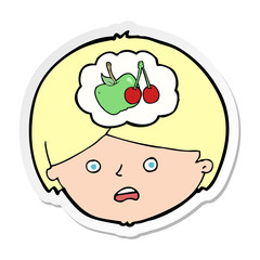 sticker of a cartoon man thinking about healthy eating