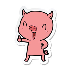 sticker of a happy cartoon pig