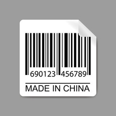 Label with Barcode and text-made in china