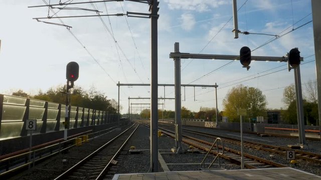 A railway signaling system with the National Railway Company offering 100% sustainable energy.