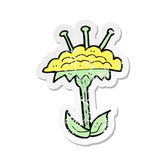retro distressed sticker of a cartoon flower