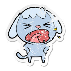 distressed sticker of a cute cartoon dog barking