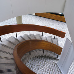 High angle view of spiral staircase, New Toronto City Hall, Toronto, Ontario, Canada